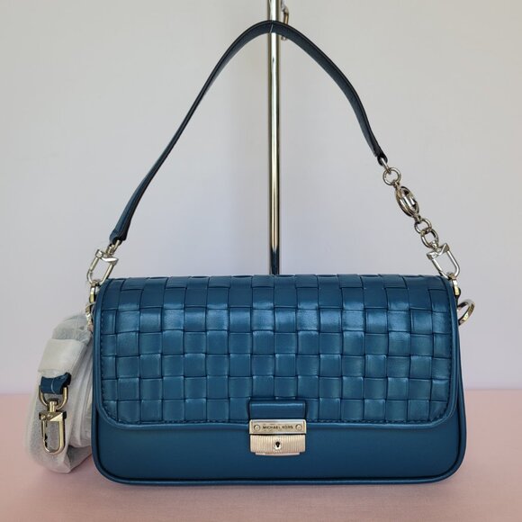 MICHAEL KORS Bradshaw Woven Smooth Leather Convertible Bag- Deep M.⭐ - Picture 6 of 16